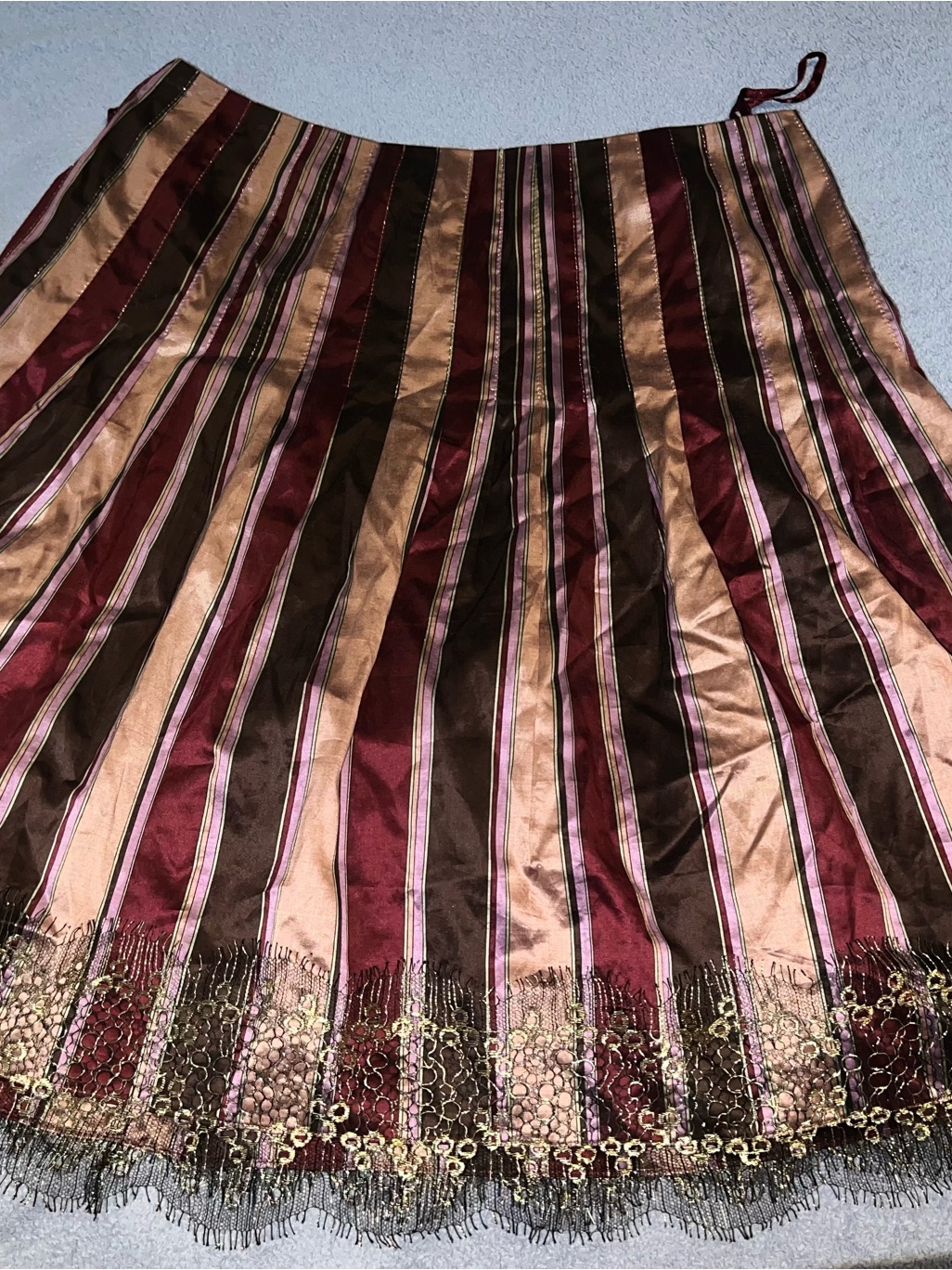 Kay Unger Striped 100 Silk Skirt